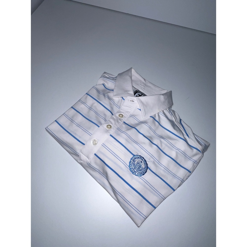 FootJoy Golf Polo Shirt Mens M White Blue Olympia Fields Country Club Logo Golf
